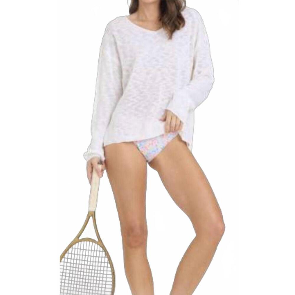 NEW OCEAN DRIVE solid slub sweater in white